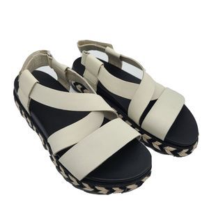 Sorel Slingback Sandals Roaming US 6 off- White Leather espadrille flat new sz 6